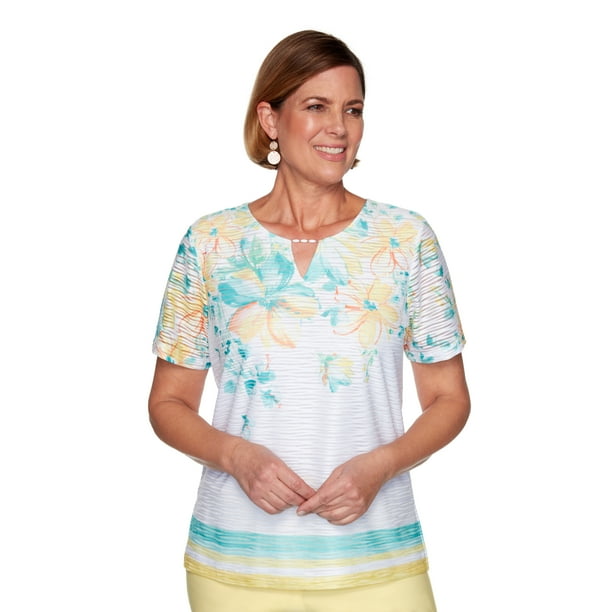 Alfred Dunner Petite Home for The Holidays Floral Top